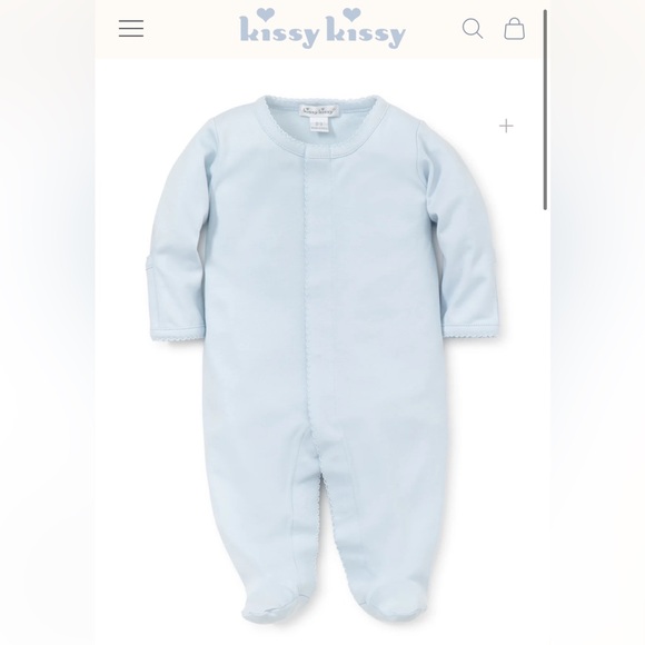 Kissy Kissy soft blue basic cotton footie- Pima cotton- made in Peru- 0-3 months - Picture 12 of 15
